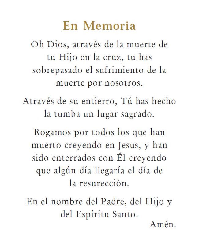 Spanish Memorial Card Prayers Archives Memorial Cards Inc.